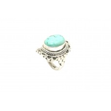 Handmade 925 Sterling Silver Ring Natural Blue Turquoise Gem Stone Hand Engraved